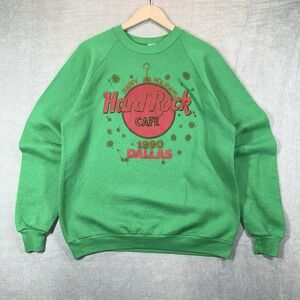 Vintage Hard Rock Cafe Crewneck Sweatshirt XL Happy Holidays Dallas 1990 Jerzees
